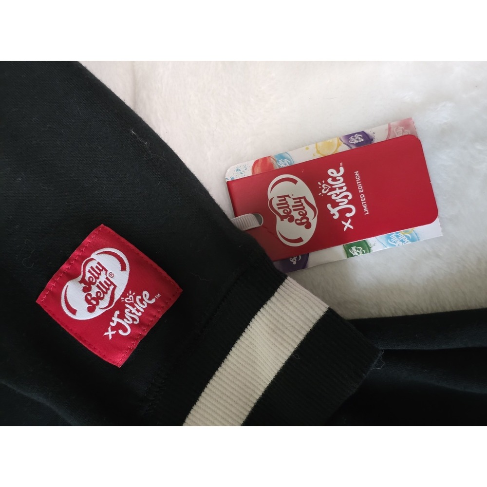 Justice x Jelly Belly LIMITED EDITION Girls XL 16/18 Black Fleece Hoodie Beans - Picture 7 of 7